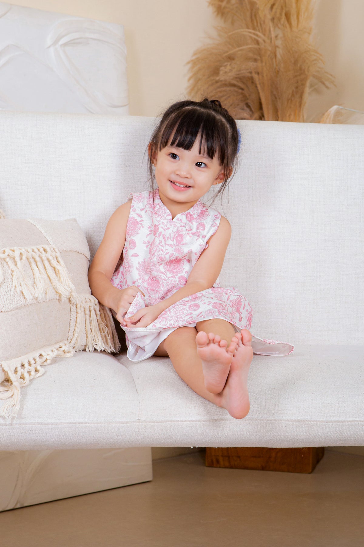 Mini Floral Button Cheongsam in Pink (Kids)