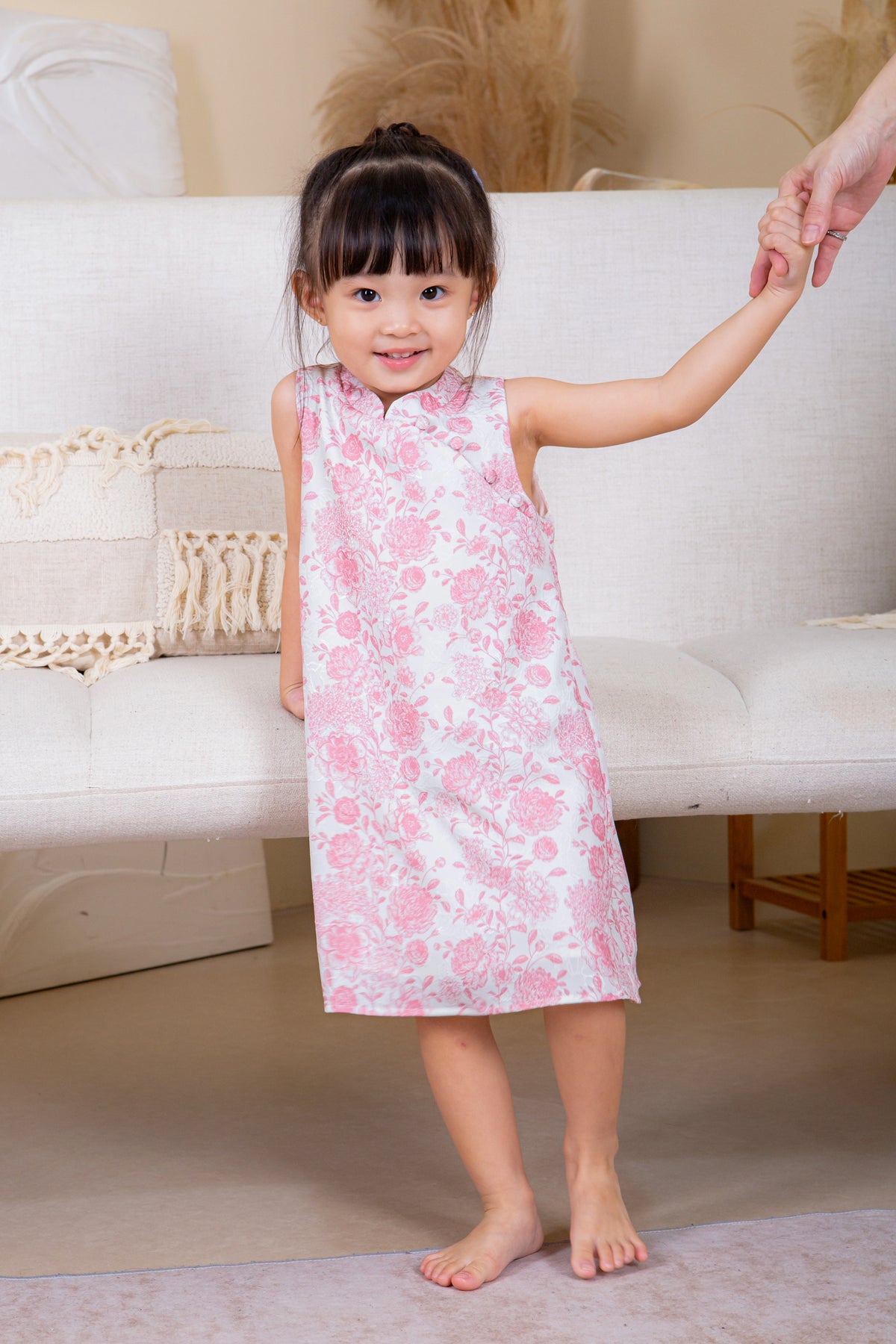 Mini Floral Button Cheongsam in Pink (Kids)