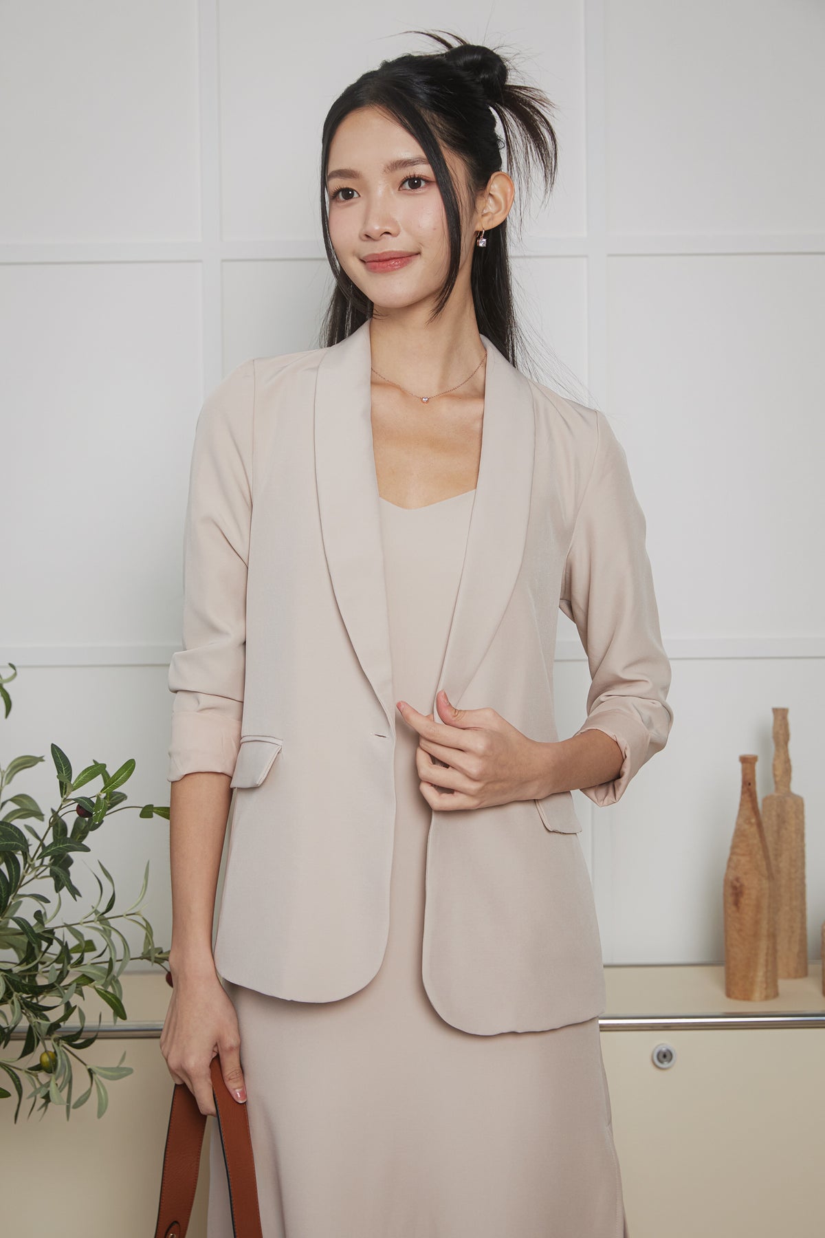 Single Breasted Blazer in Nude