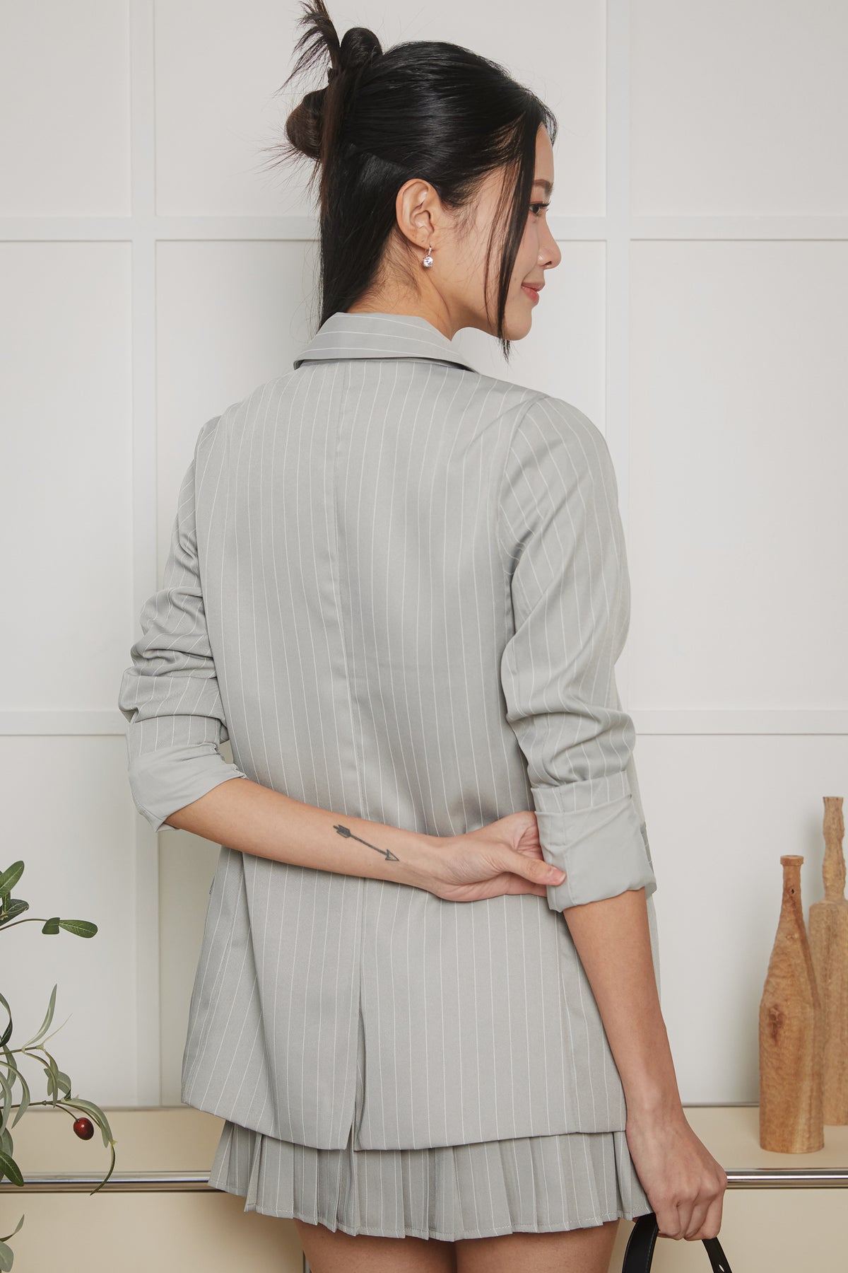 Pinstriped Blazer in Grey