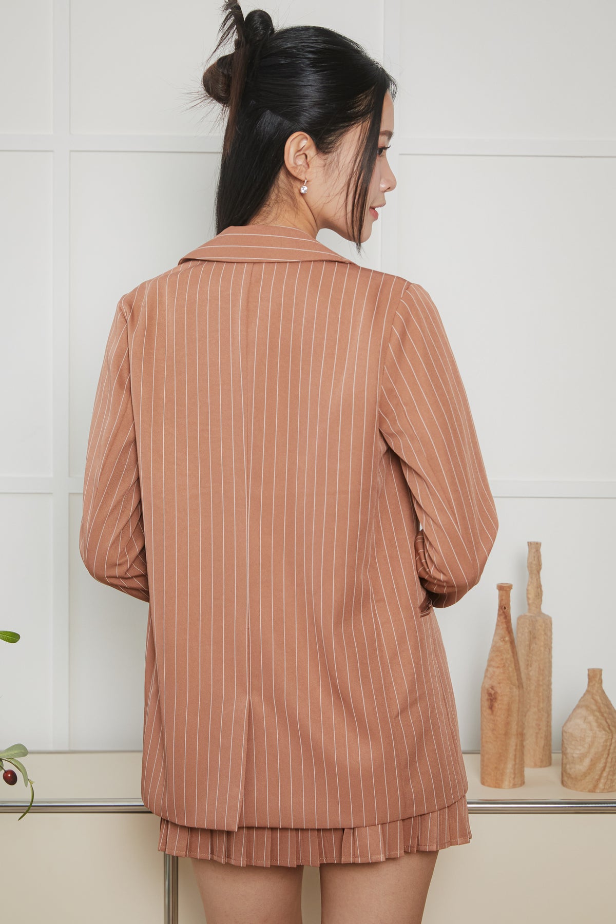 Pinstriped Blazer in Camel