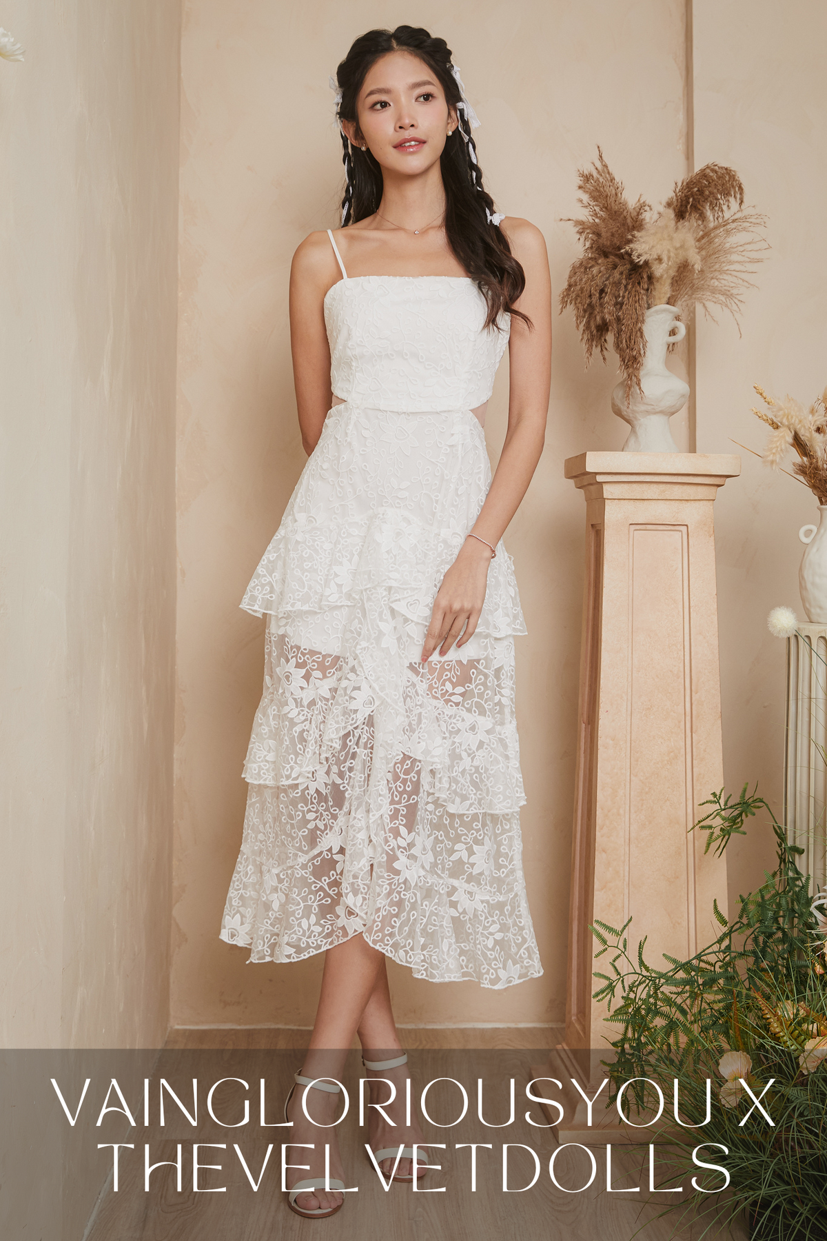 Backorder* [VGY] Lace Embroidery Tier Dress in White