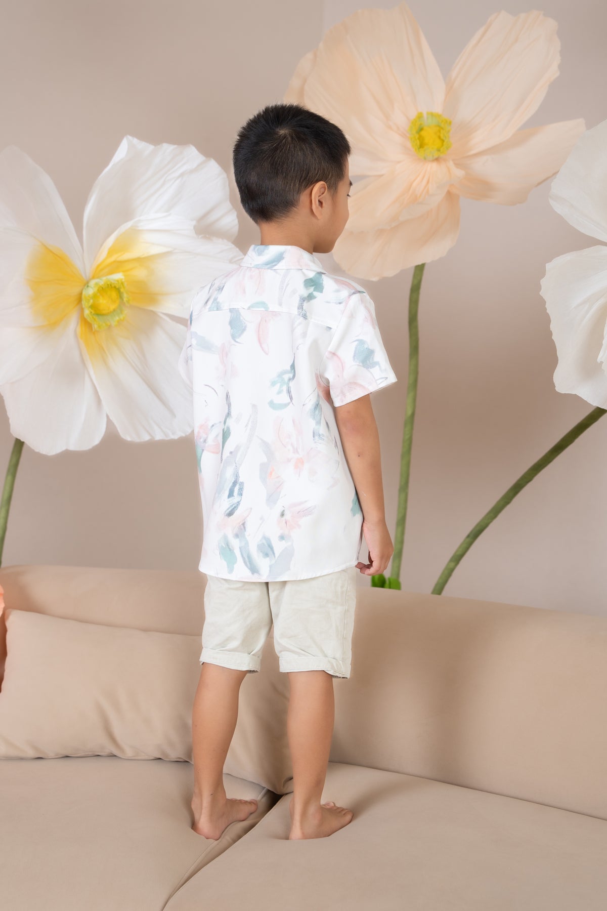 Little Boy Abstract Brushstrokes Shirt in Pink Green (Kids)