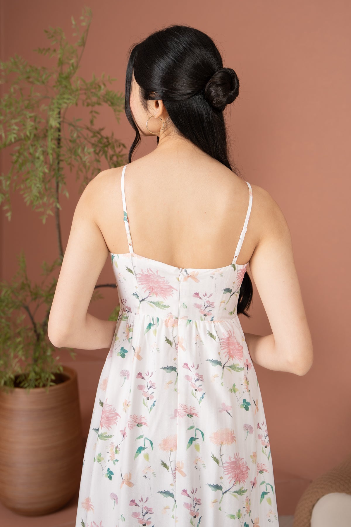 Chrysanth Strappy Drophem Dress in Pink