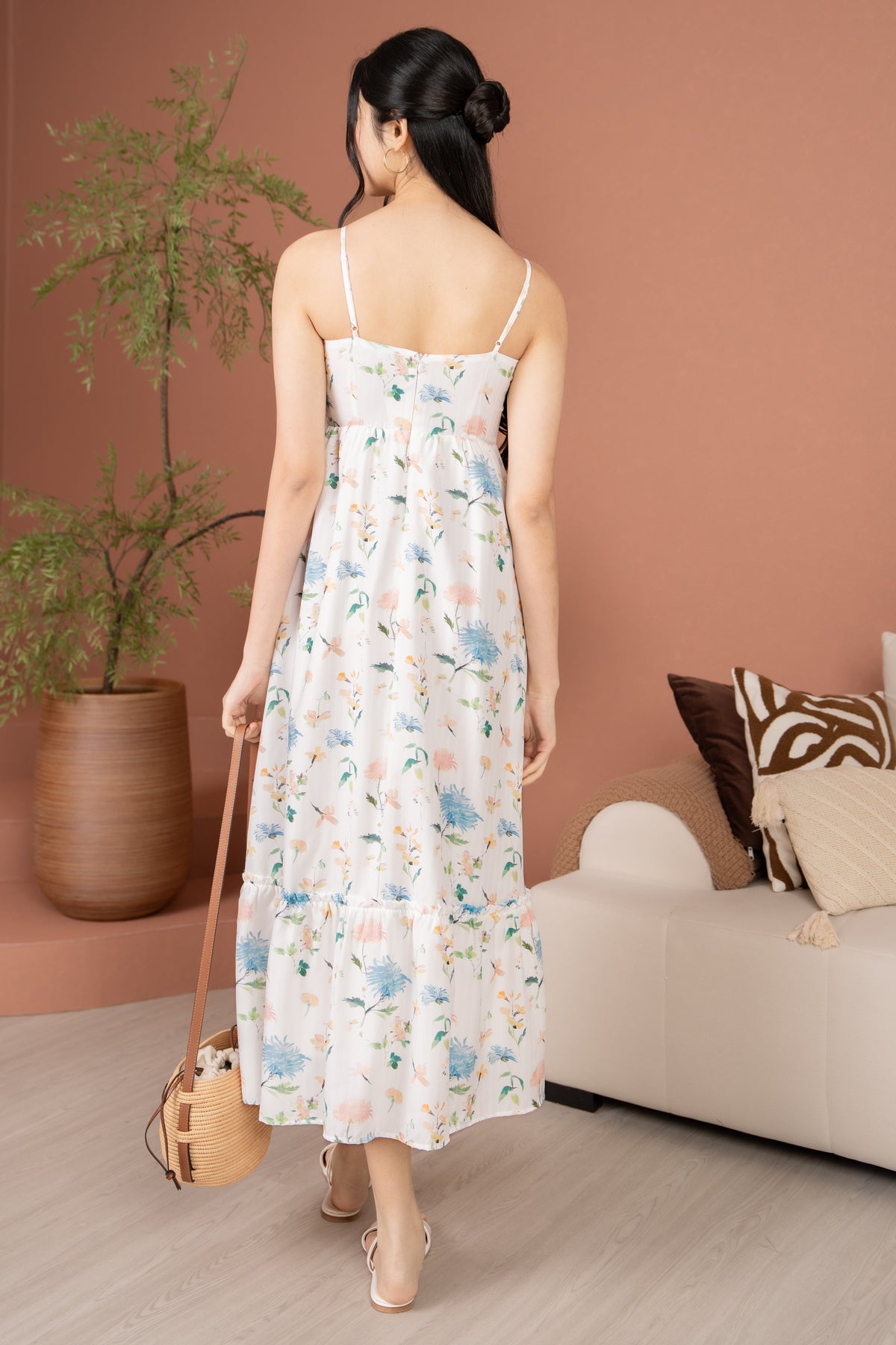 Chrysanth Strappy Drophem Dress in Blue