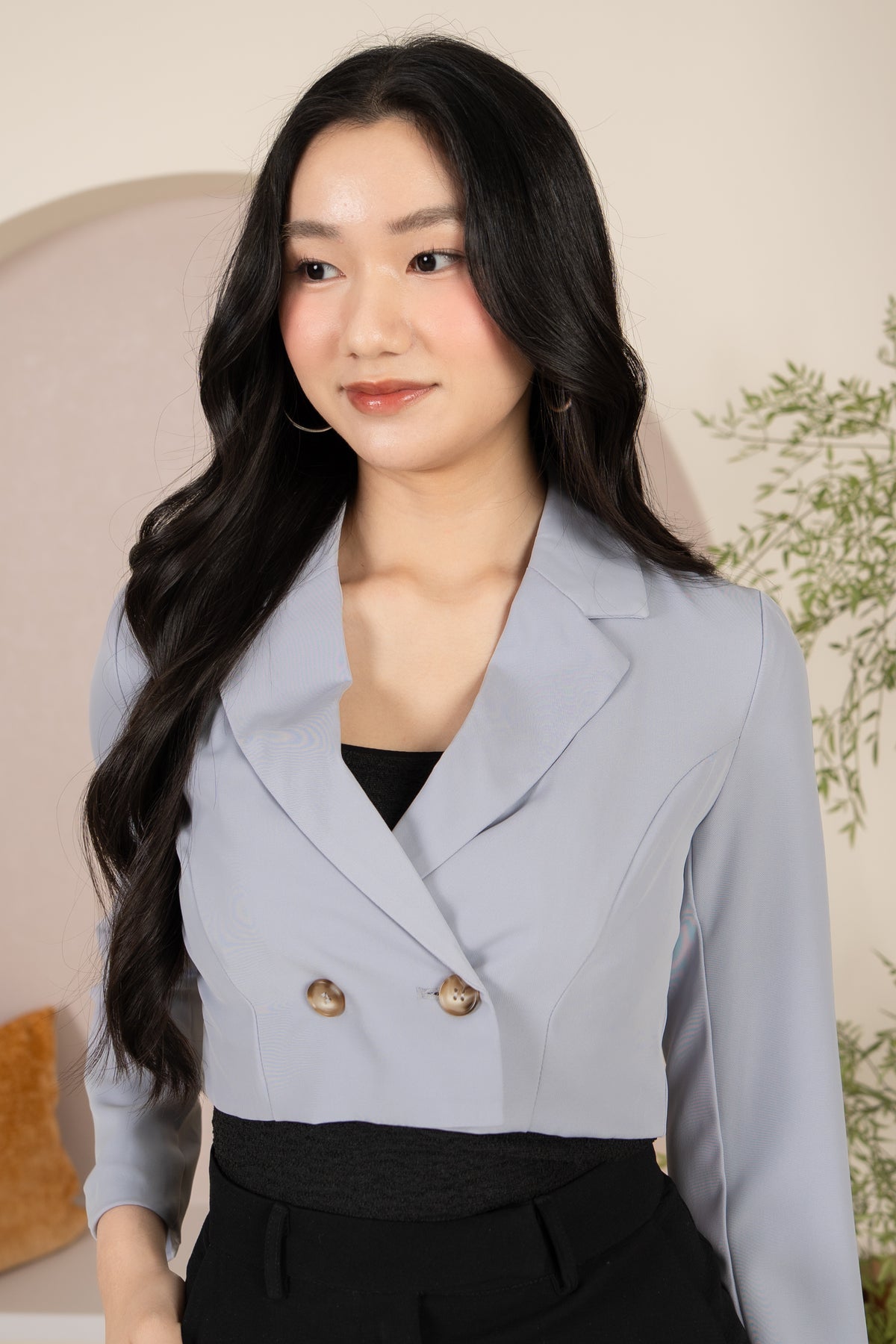 Ava Cropped Blazer in Sky Blue