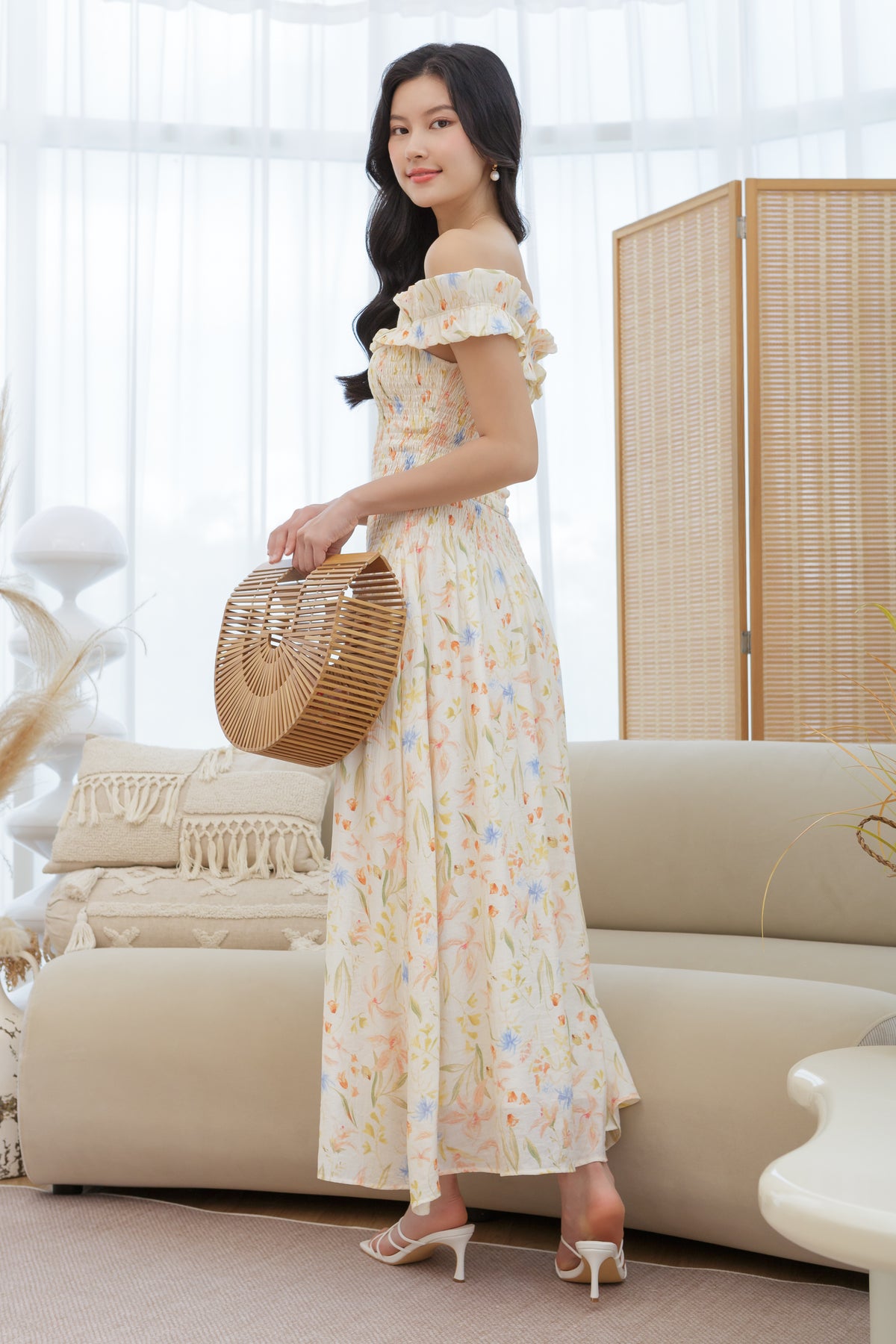 Kathy Smocked Waist Skirt in Floral