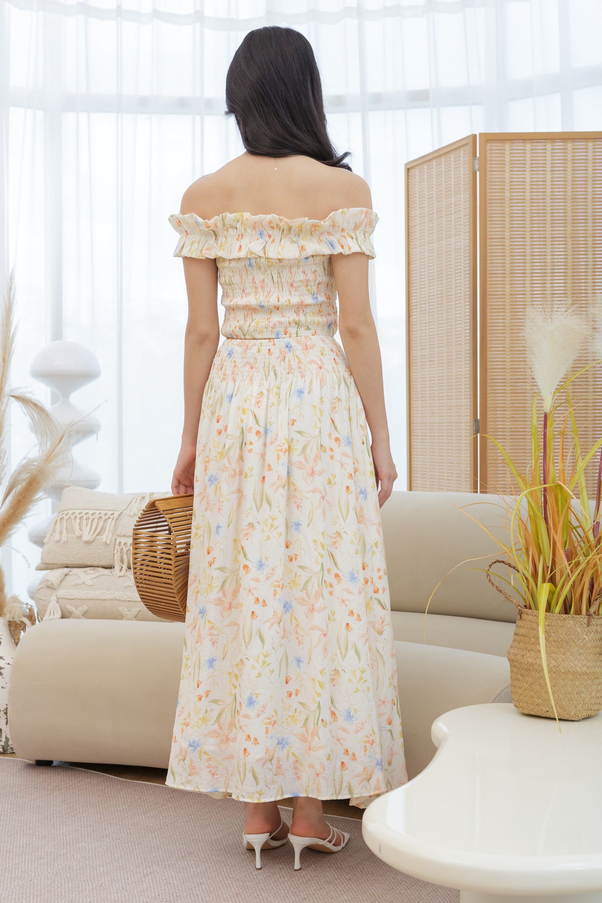Kathy Smocked Waist Skirt in Floral