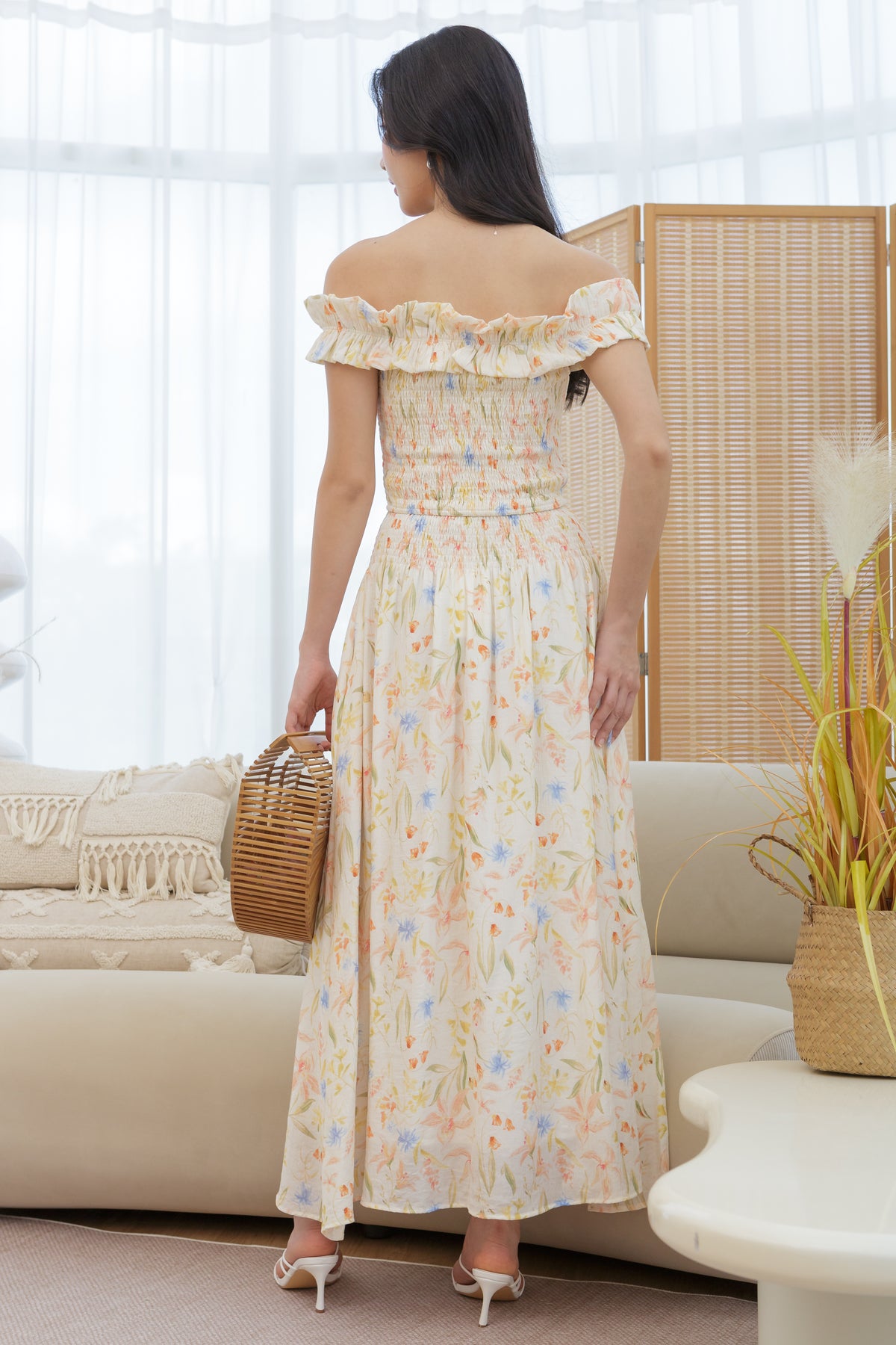 Kathy Smocked Waist Skirt in Floral