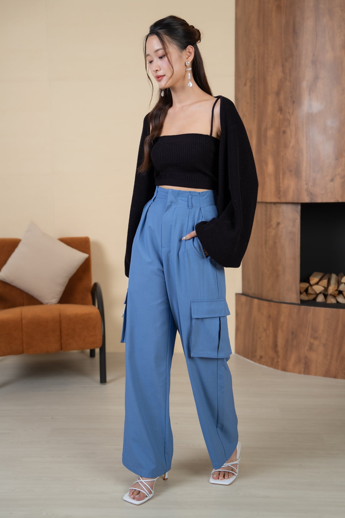 Holly Knit Cami+Bolero Set in Black