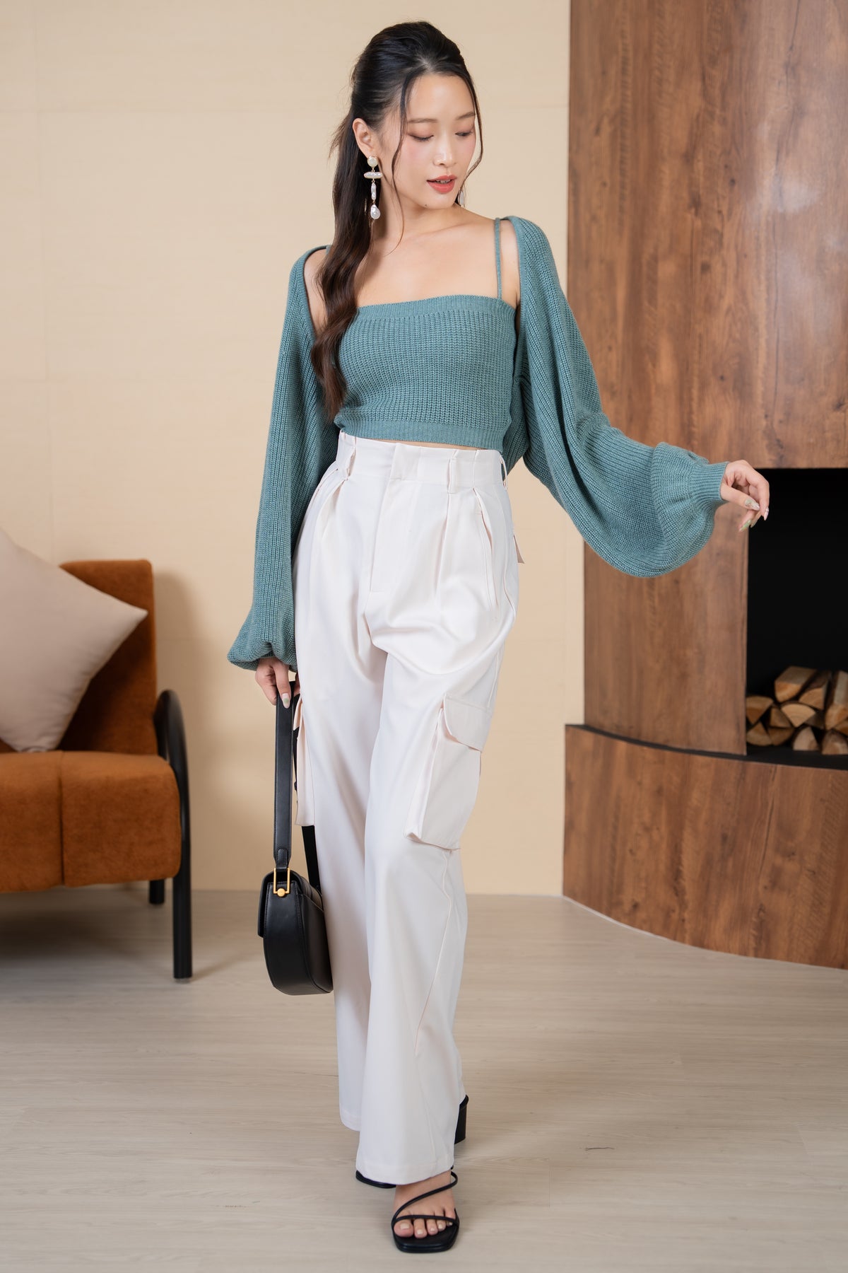 Holly Knit Cami+Bolero Set in Seafoam