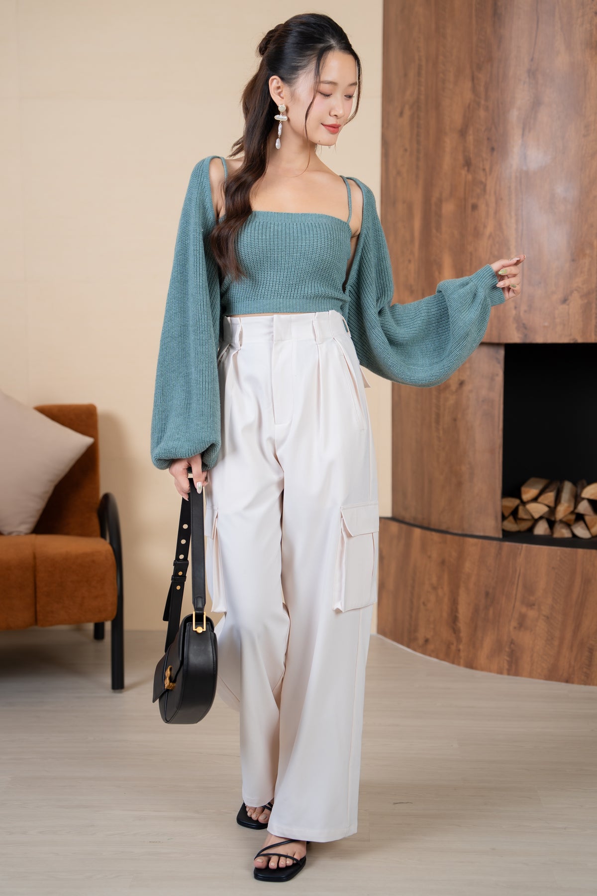 Holly Knit Cami+Bolero Set in Seafoam