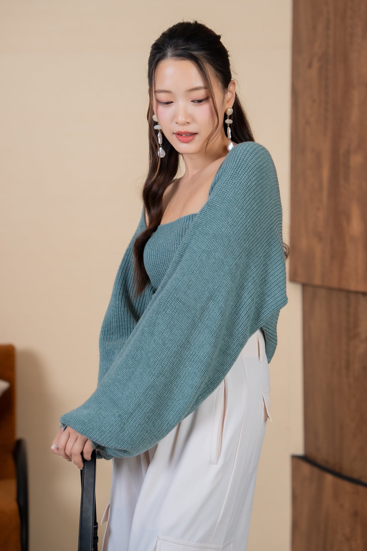 Holly Knit Cami+Bolero Set in Seafoam