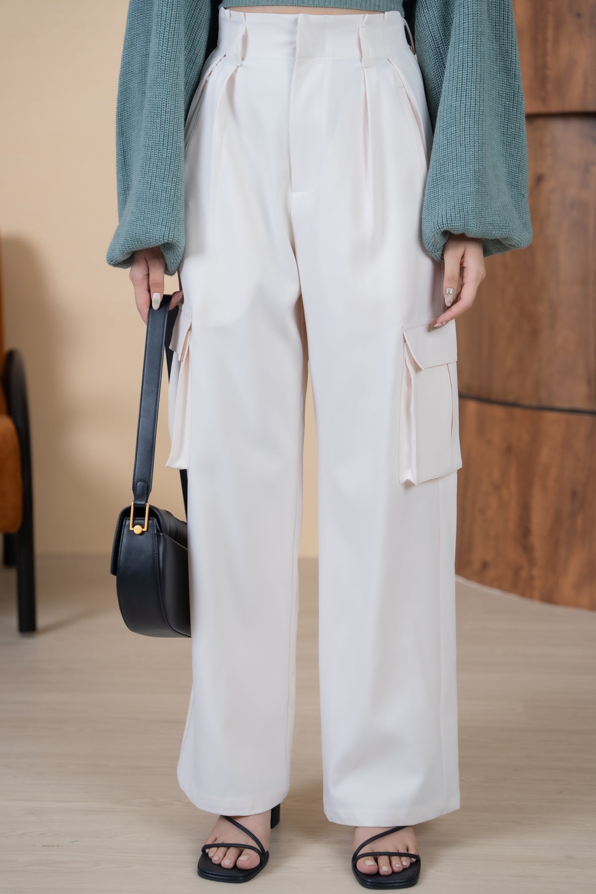 Danielle Paperbag Cargo Pants in Cream