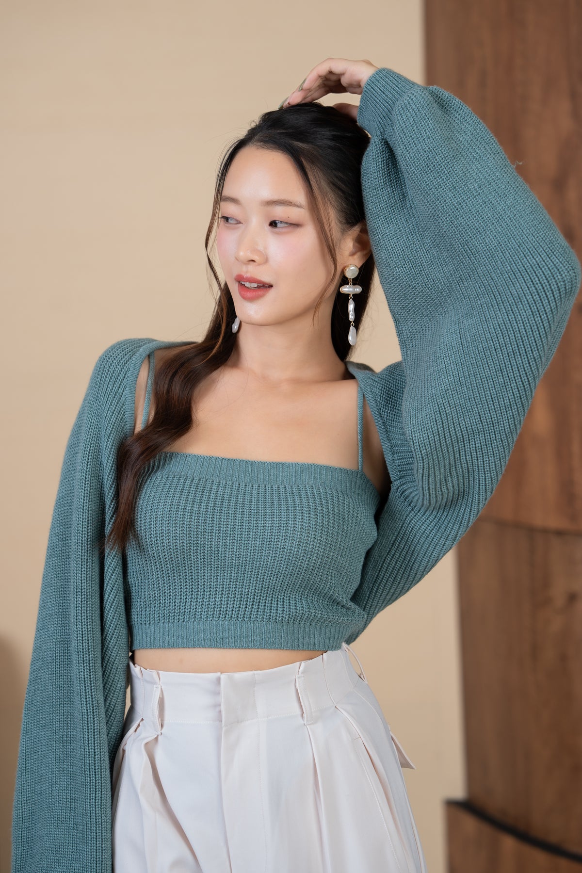 Holly Knit Cami+Bolero Set in Seafoam