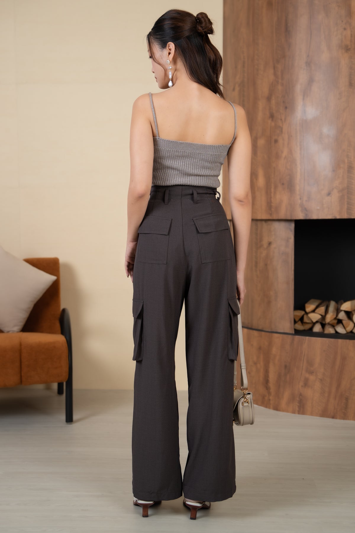 Danielle Paperbag Cargo Pants in Brown