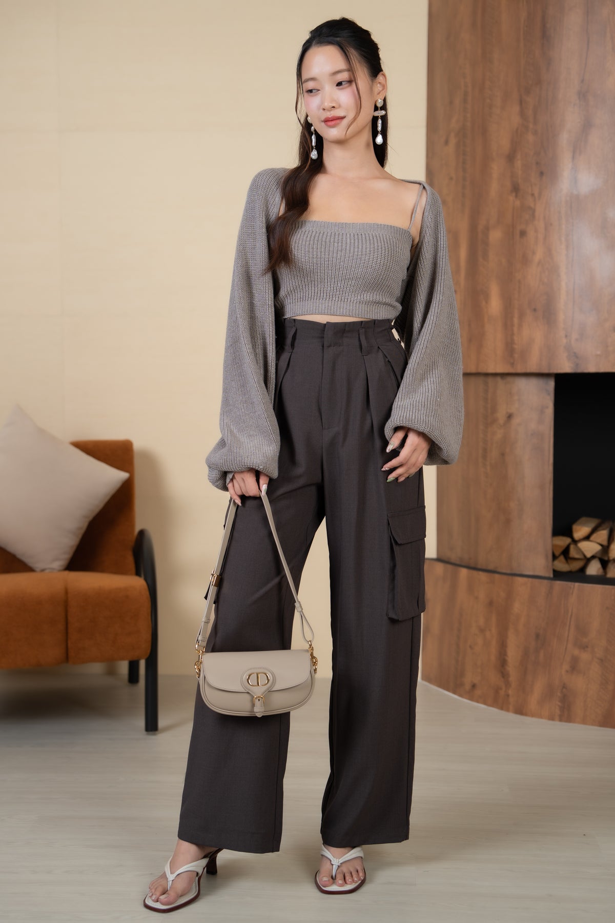 Holly Knit Cami+Bolero Set in Latte