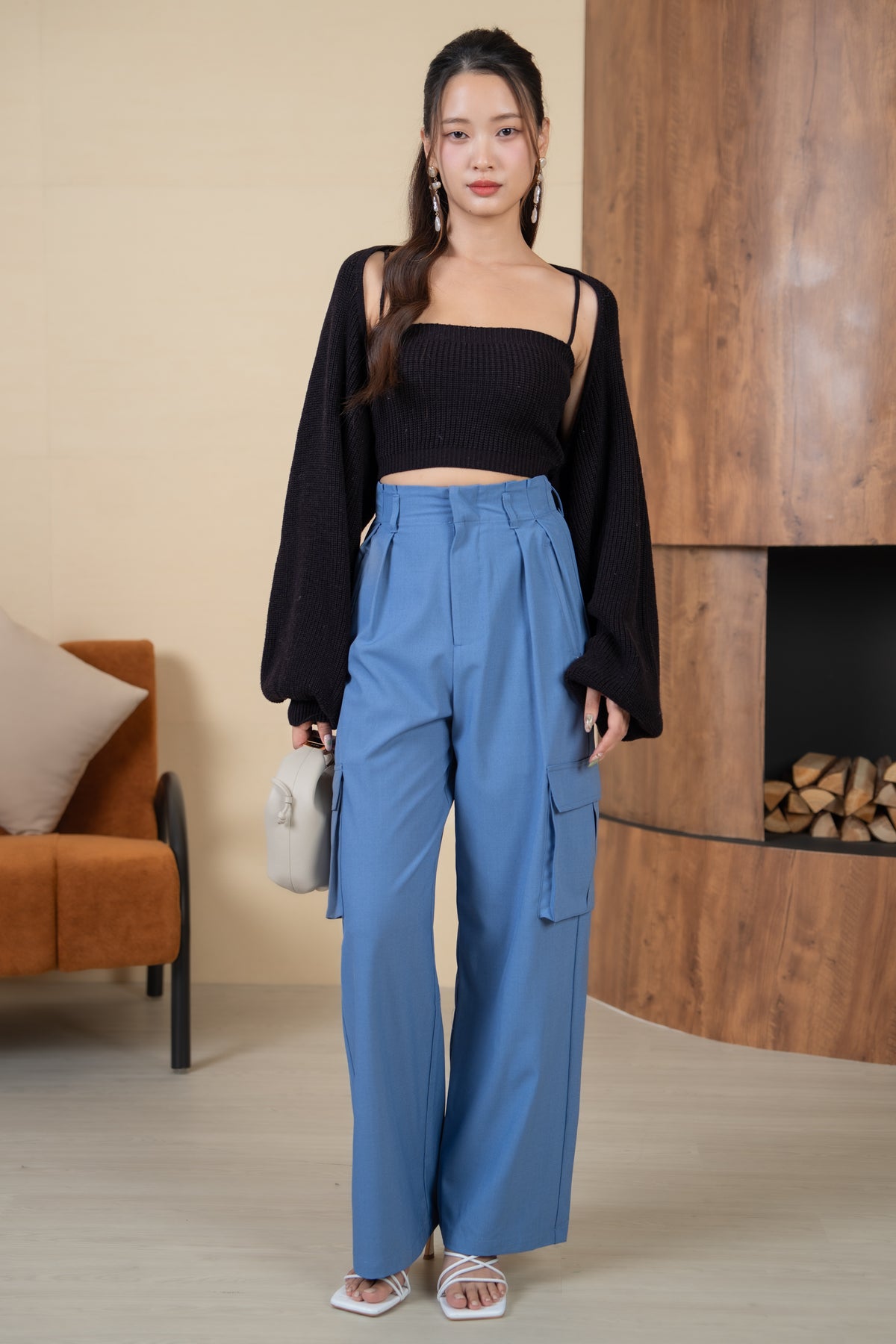 Holly Knit Cami+Bolero Set in Black