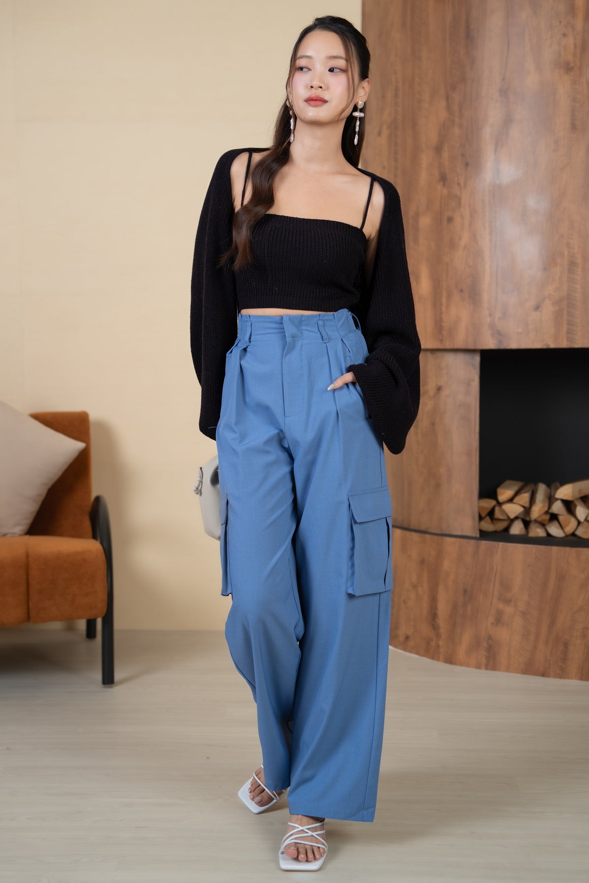 Holly Knit Cami+Bolero Set in Black