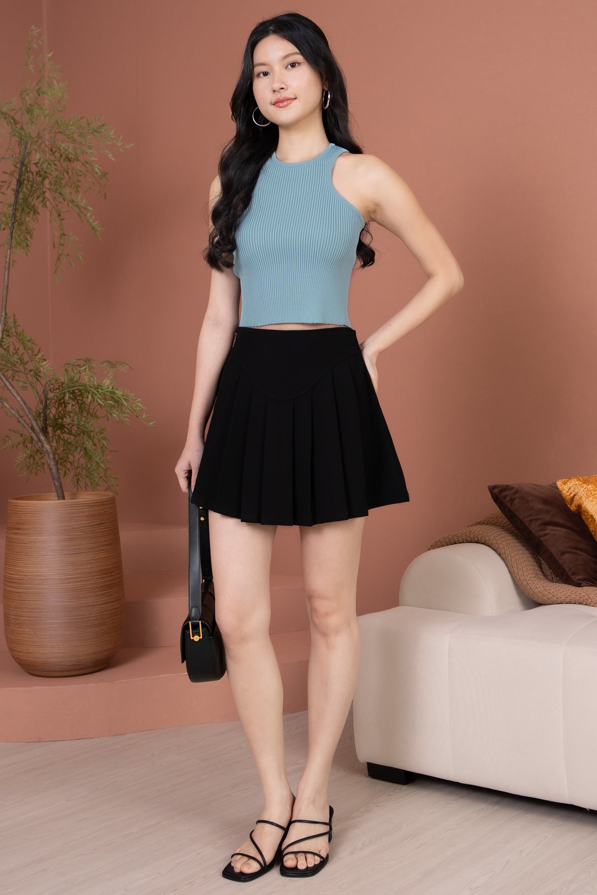 Erica Pleated Mini Skirt in Black