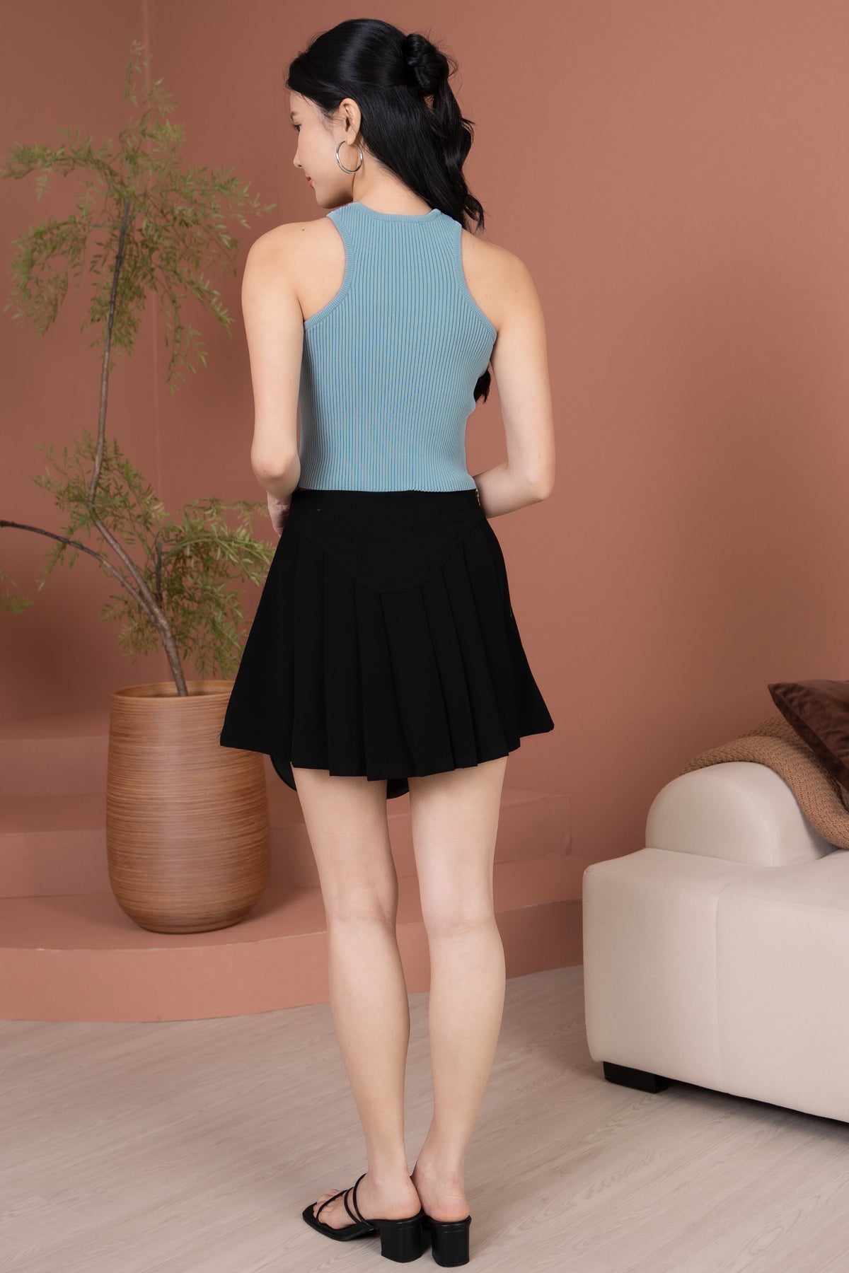 Erica Pleated Mini Skirt in Black