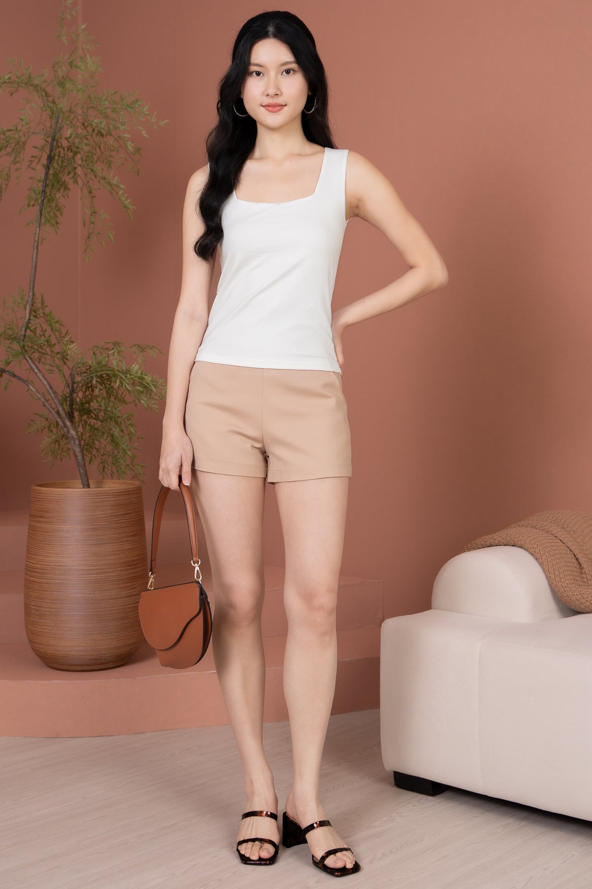 Evelyn Padded Tank Top in White