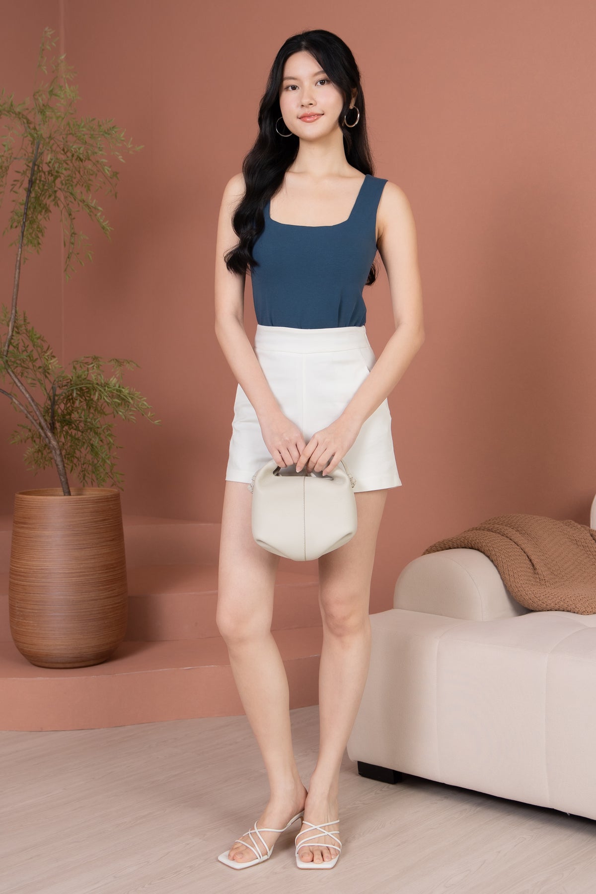 Evelyn Padded Tank Top in Teal