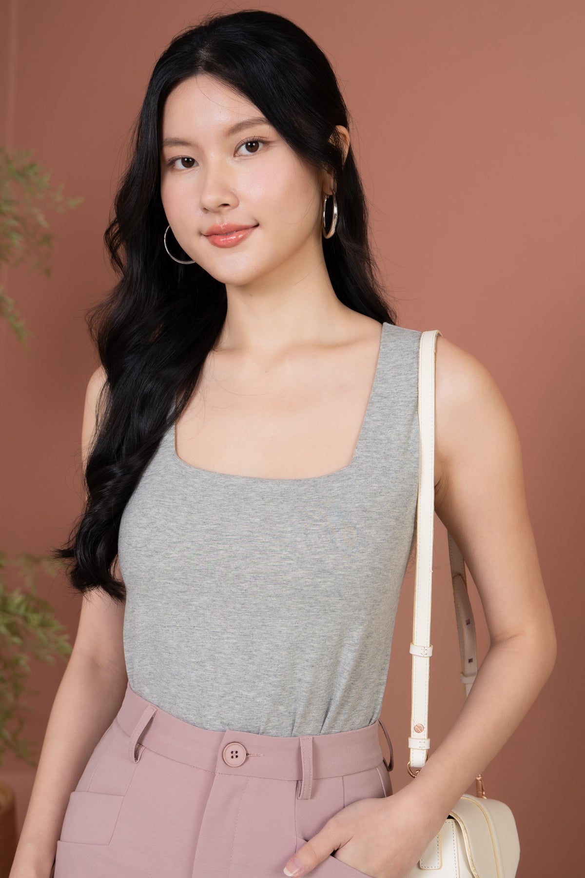Evelyn Padded Tank Top in Grey