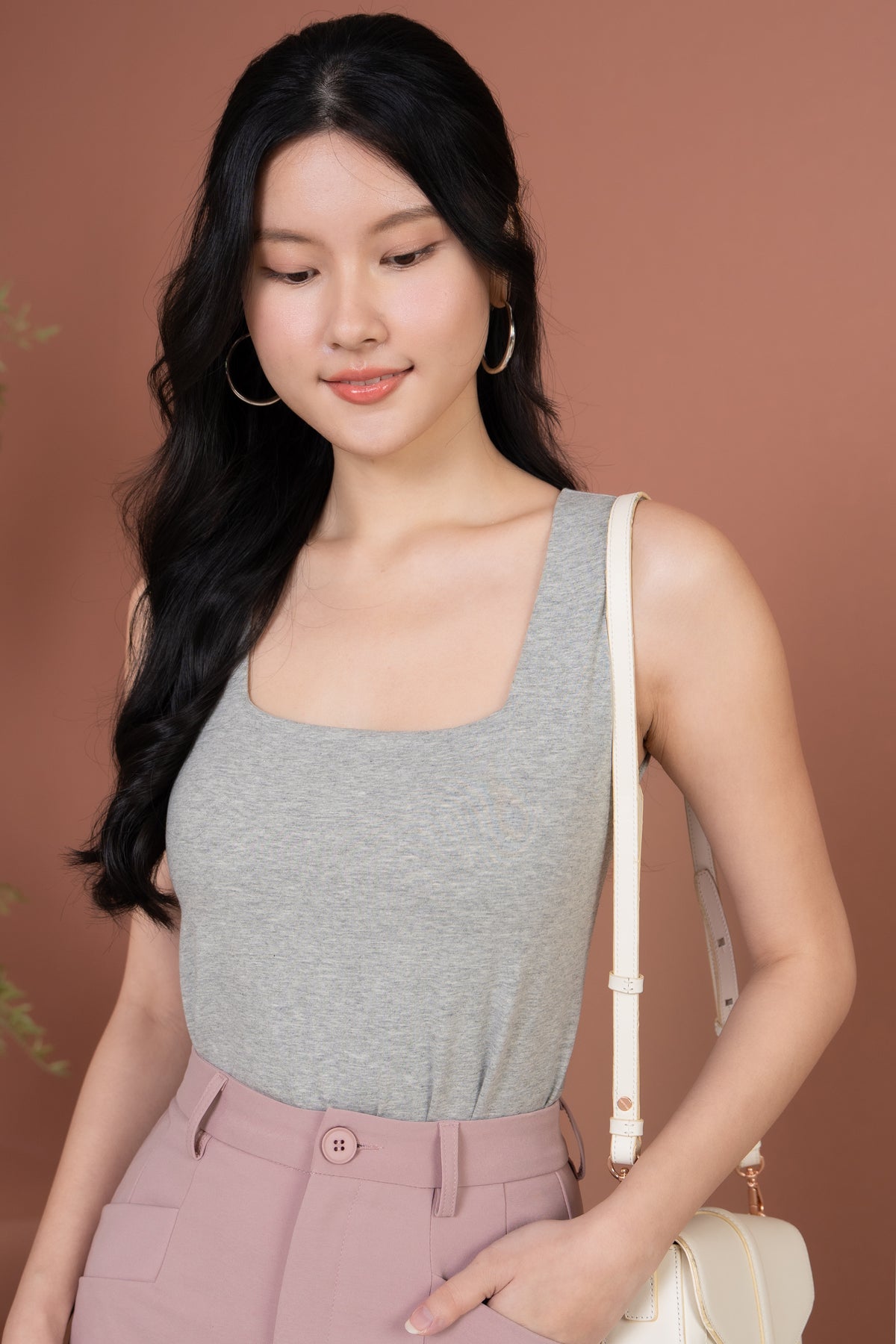 Evelyn Padded Tank Top in Grey
