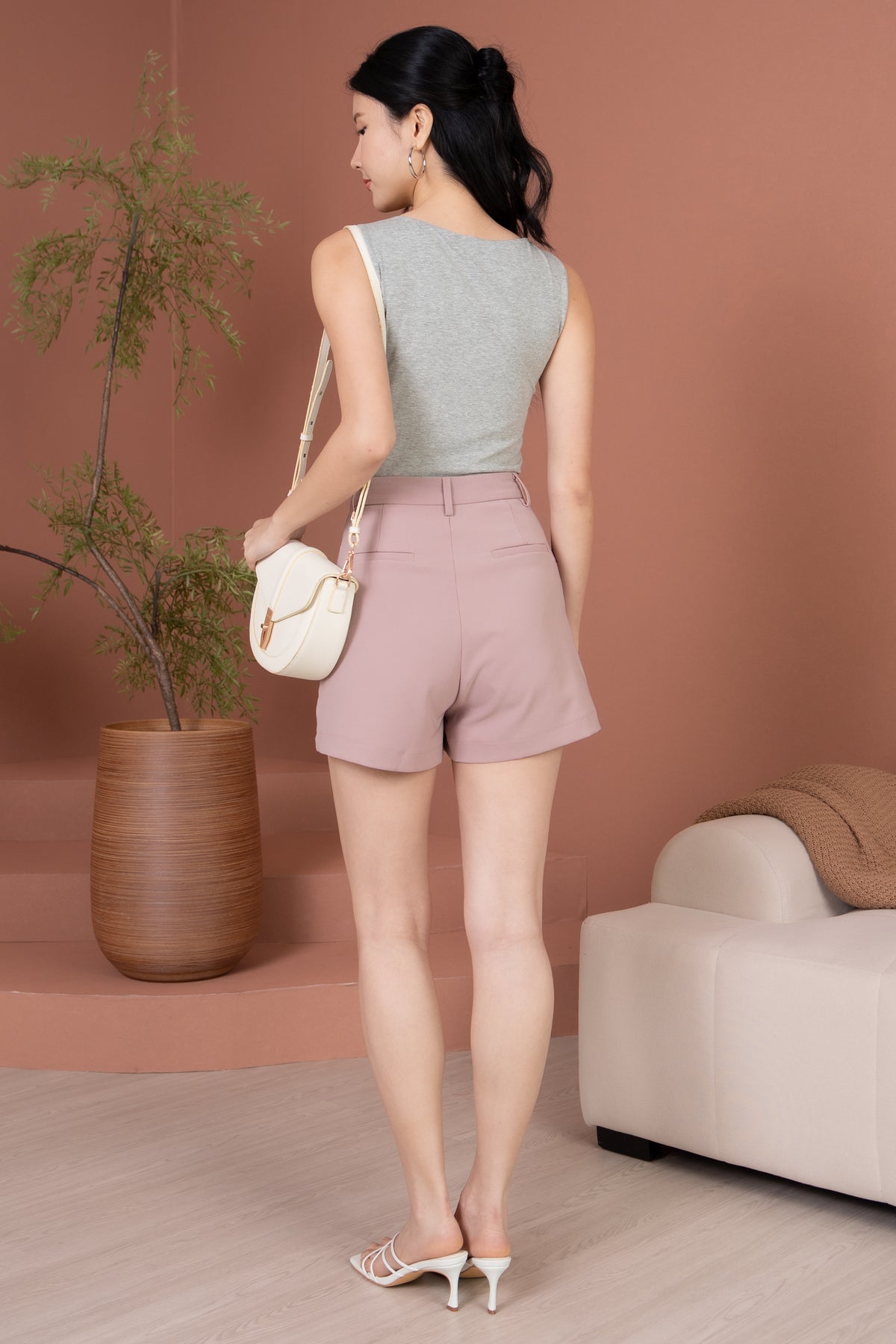 Evelyn Padded Tank Top in Grey