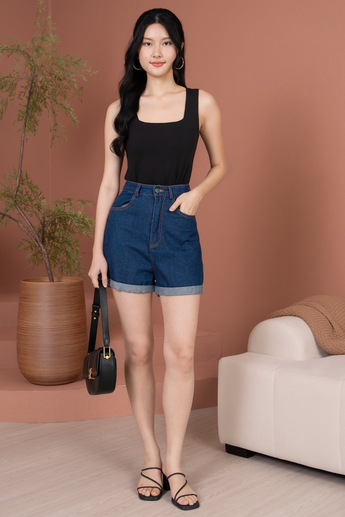 Evelyn Padded Tank Top in Black