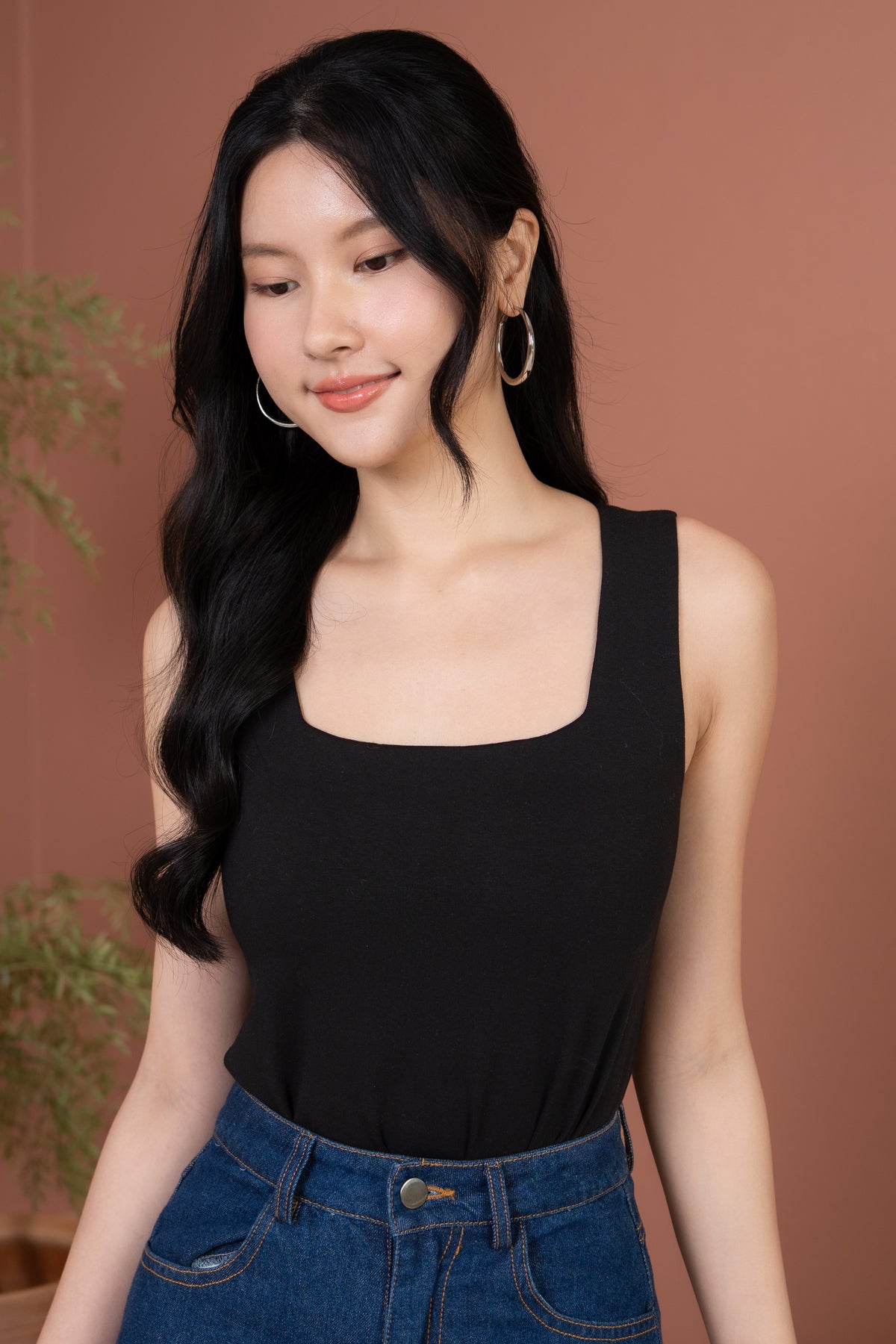 Evelyn Padded Tank Top in Black