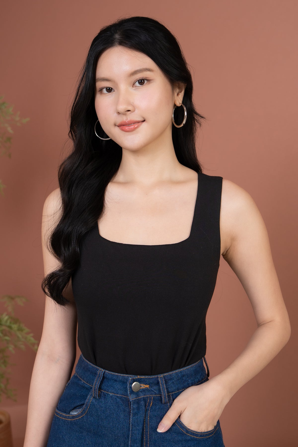 Evelyn Padded Tank Top in Black