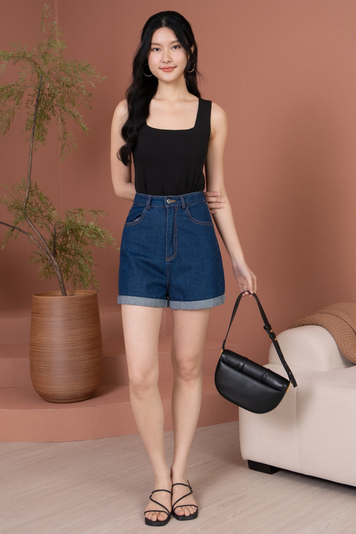 Evelyn Padded Tank Top in Black