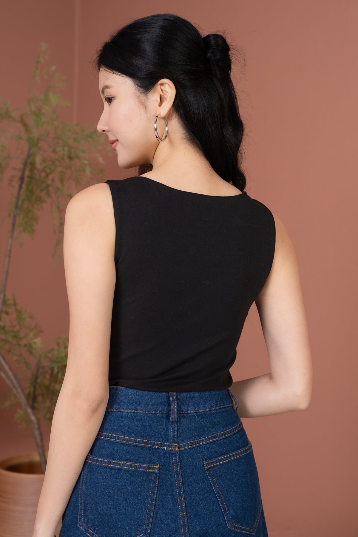 Evelyn Padded Tank Top in Black