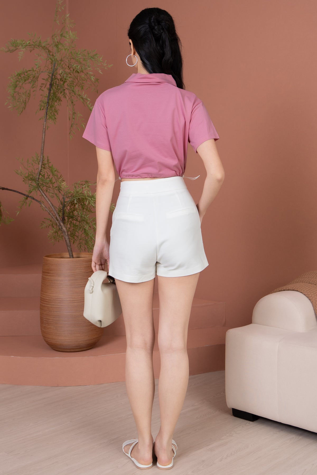 Brooke Zipper Collar Top in Pink