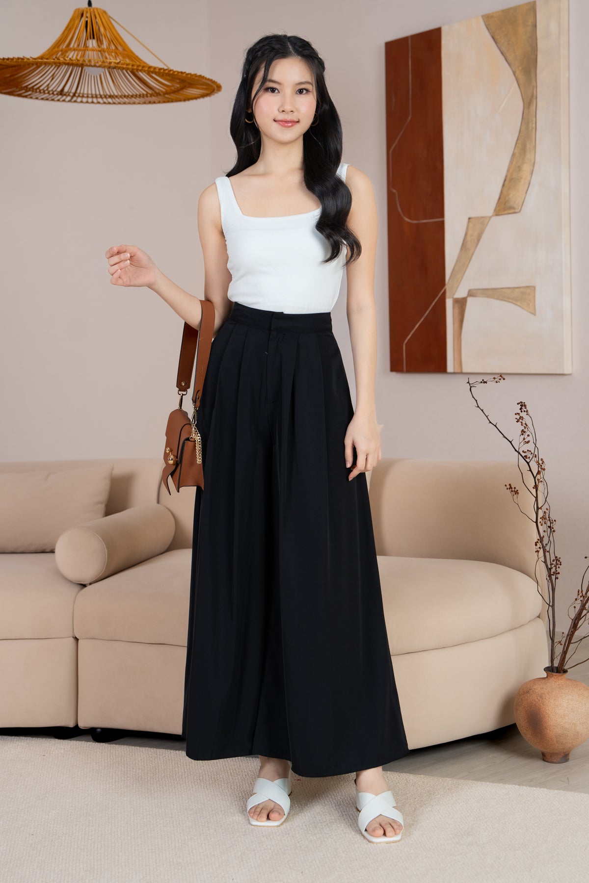 Serene Sleek Palazzo Pants in Black