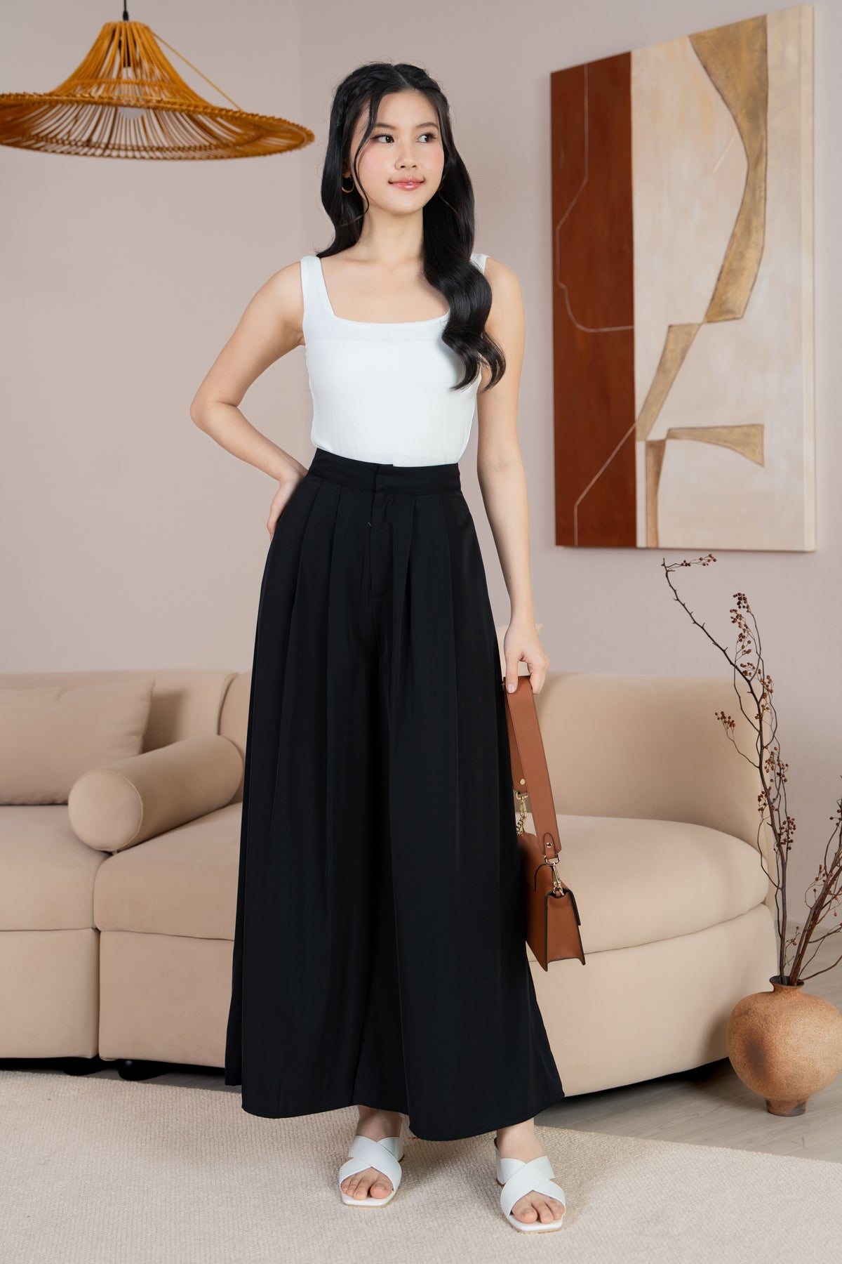 Serene Sleek Palazzo Pants in Black