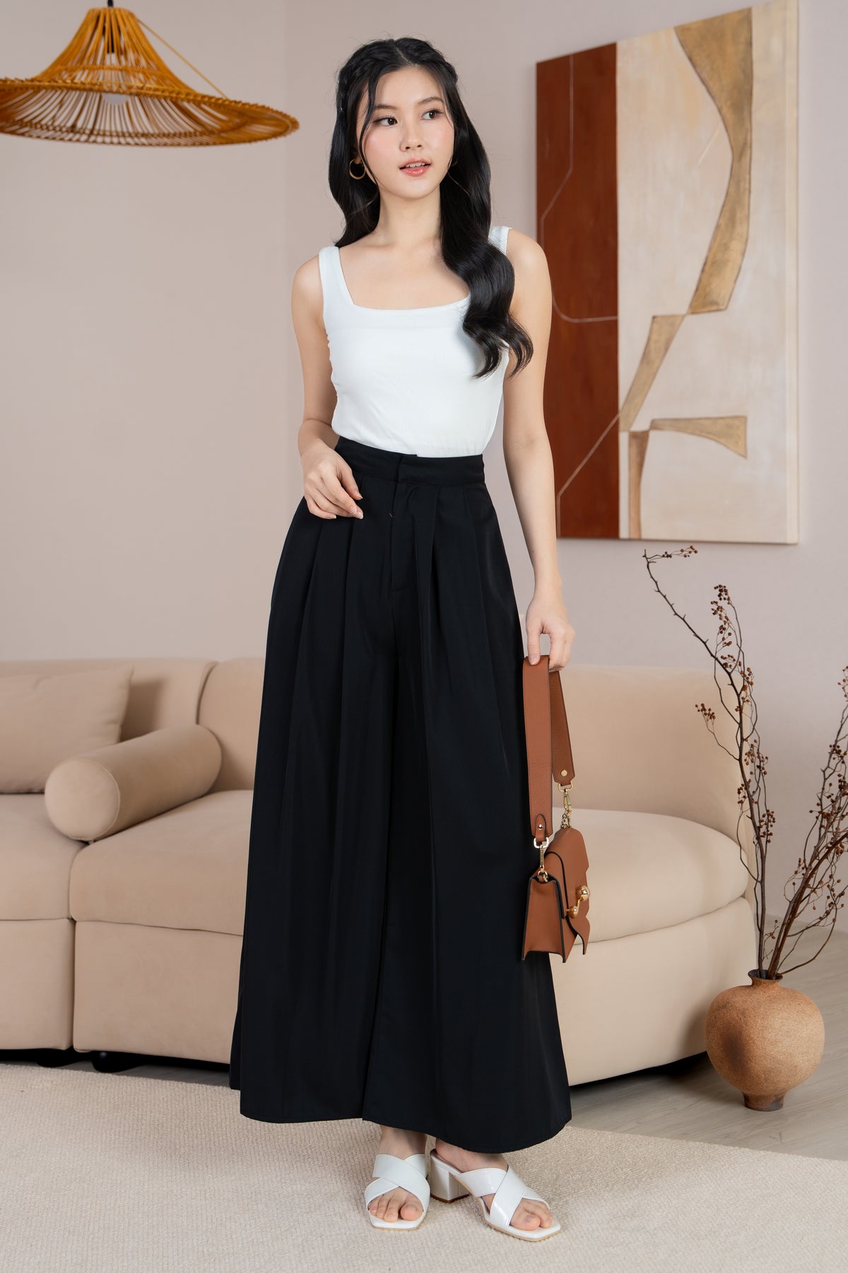 Serene Sleek Palazzo Pants in Black