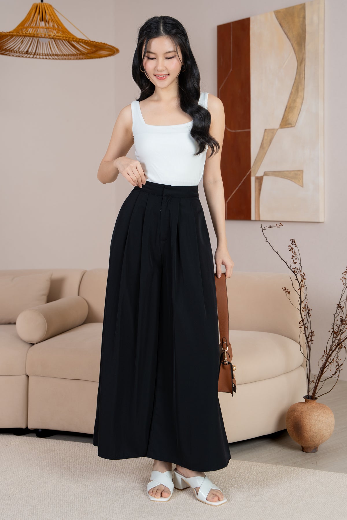 Serene Sleek Palazzo Pants in Black