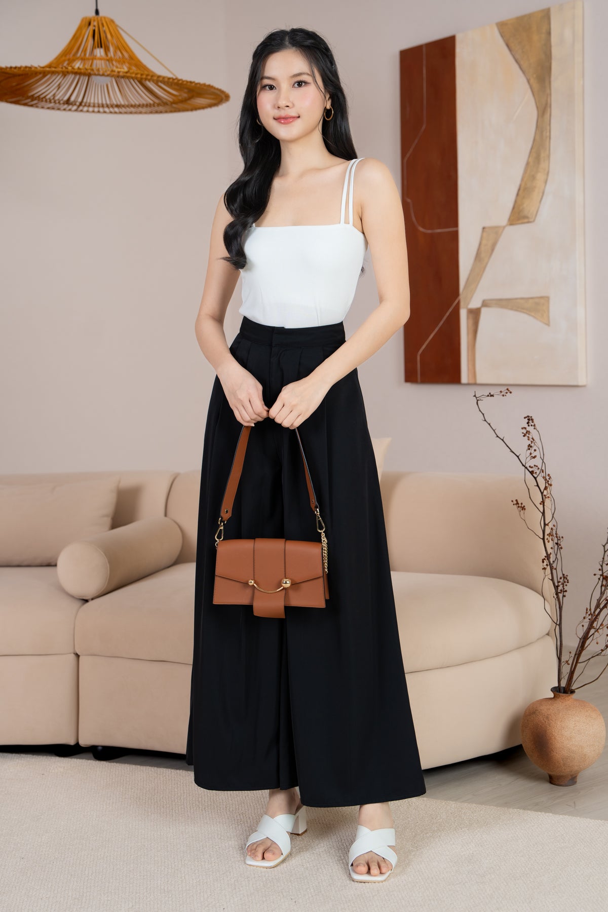 Serene Sleek Palazzo Pants in Black