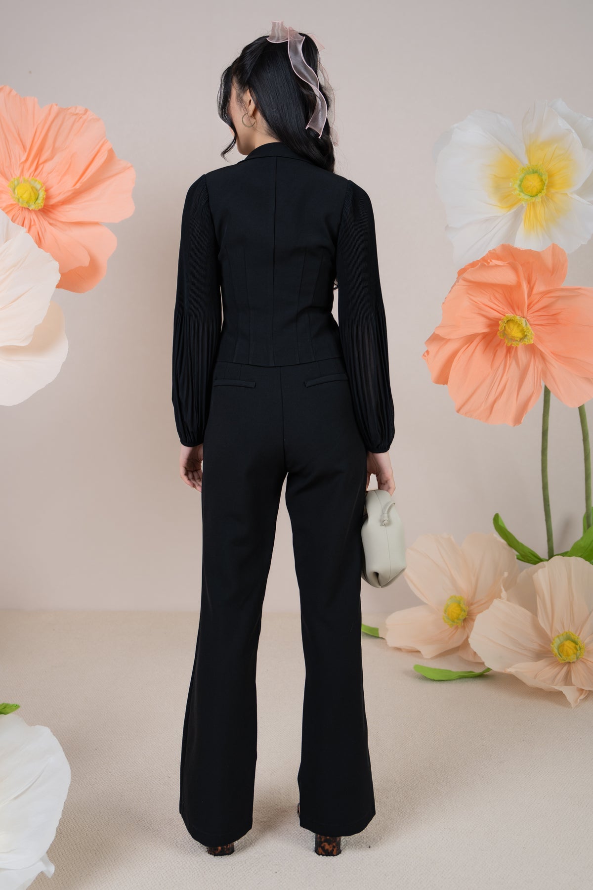 Crystal Button Pants in Black