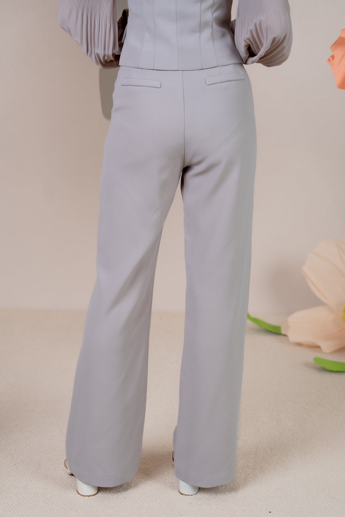Crystal Button Pants in Nude