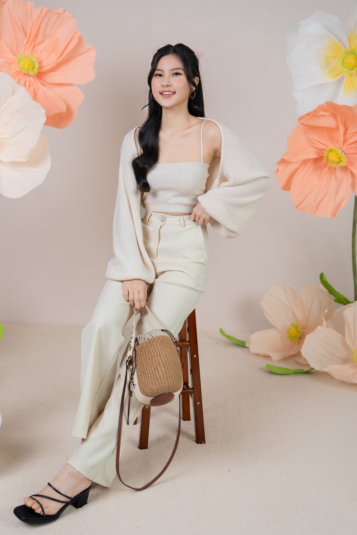 Holly Knit Cami+Bolero Set in Cream