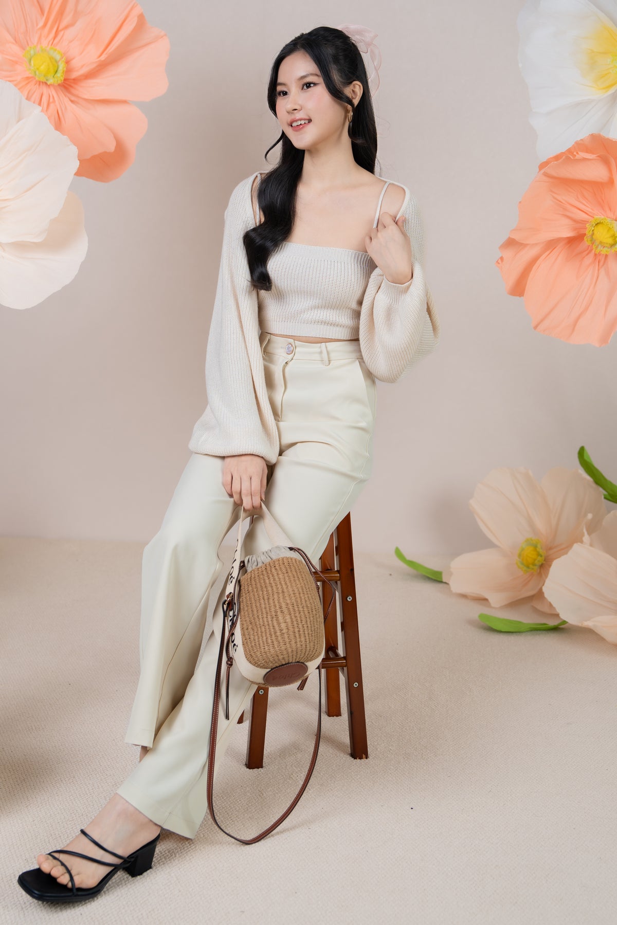 Holly Knit Cami+Bolero Set in Cream