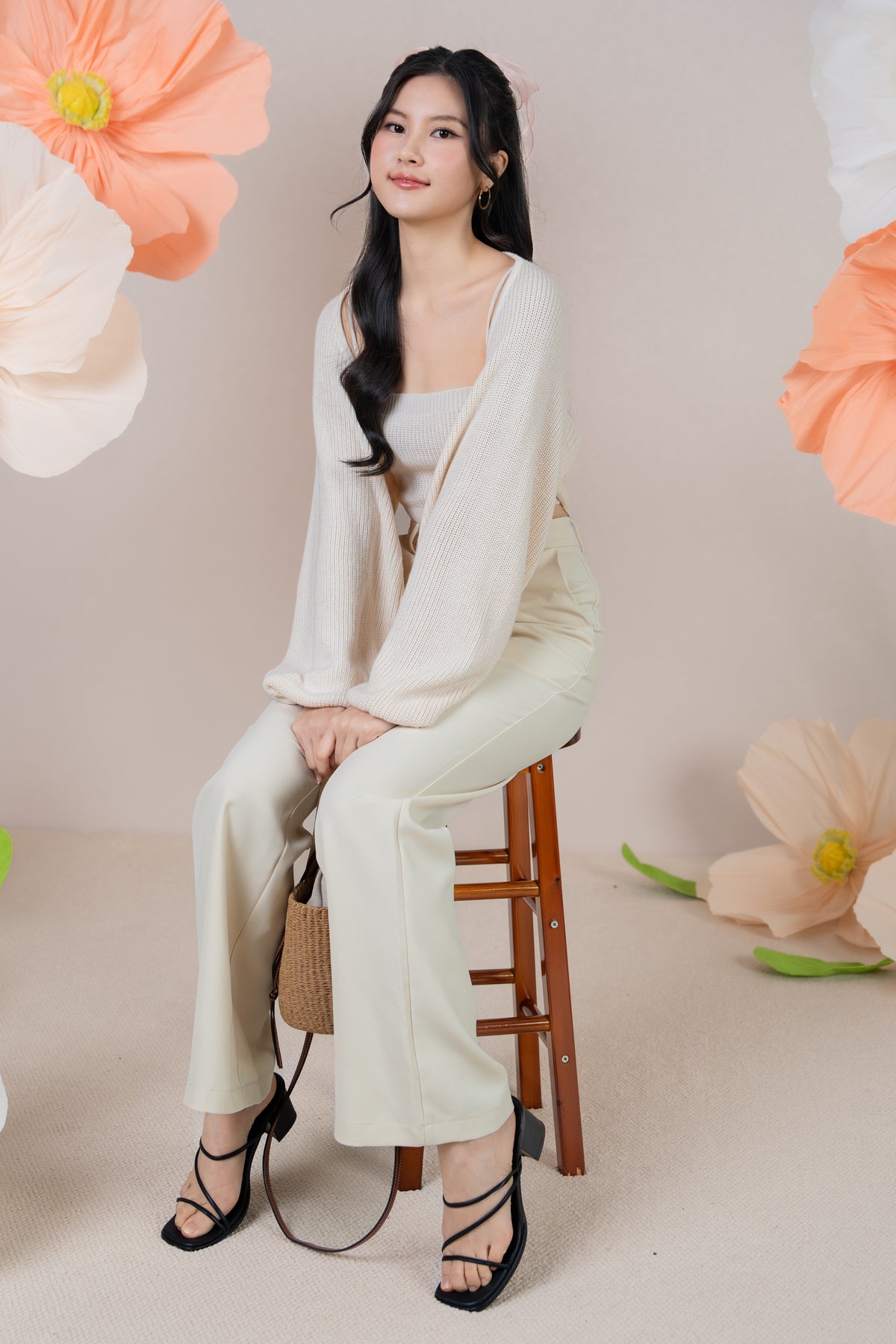 Holly Knit Cami+Bolero Set in Cream