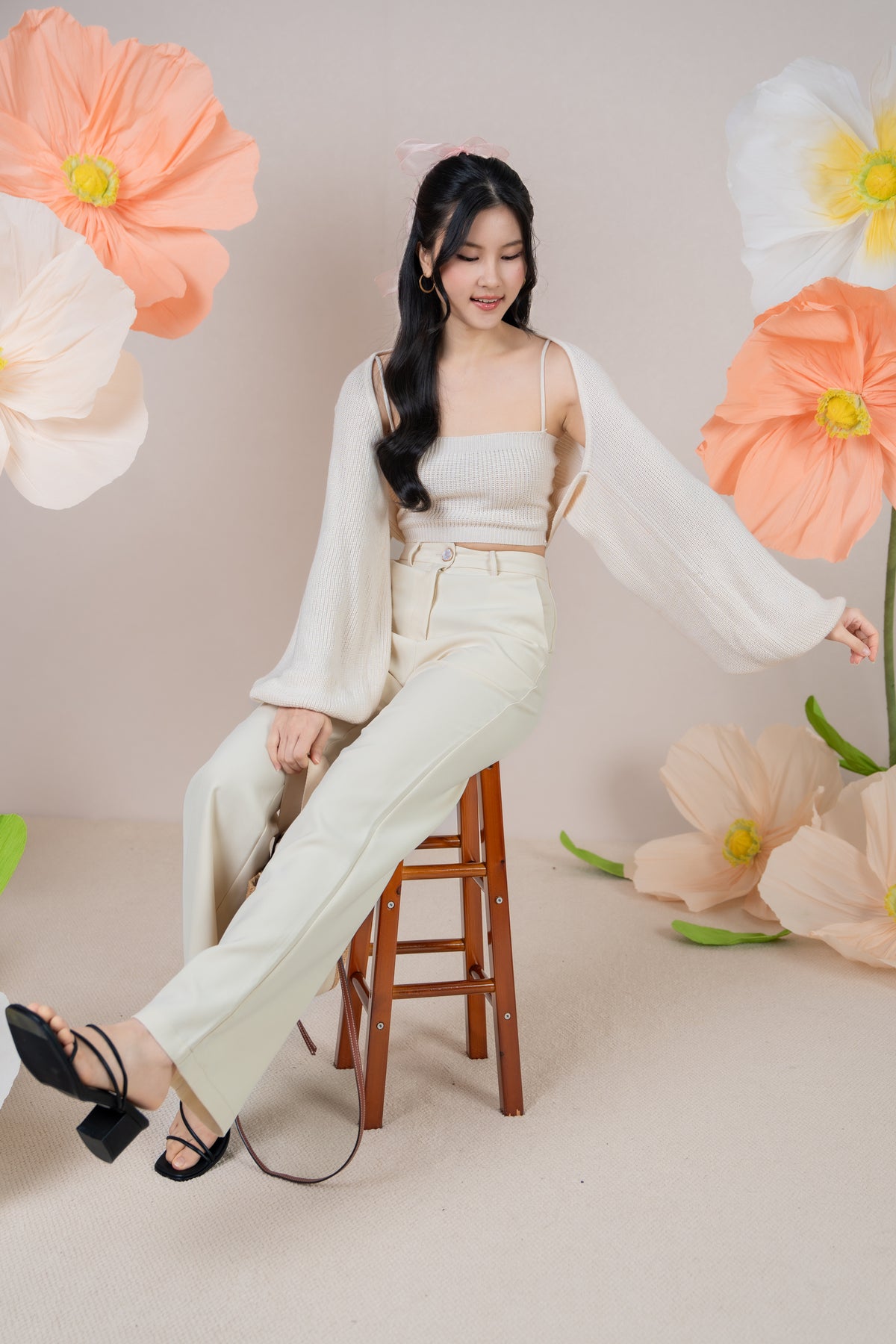 Holly Knit Cami+Bolero Set in Cream