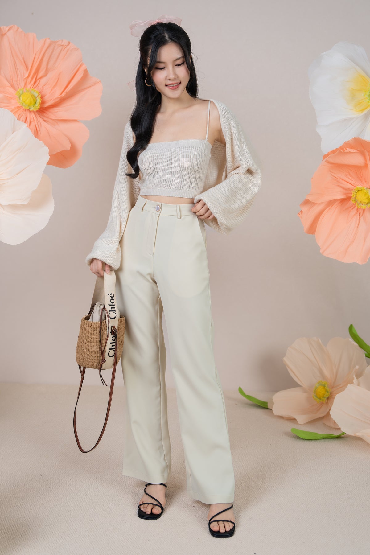 Holly Knit Cami+Bolero Set in Cream