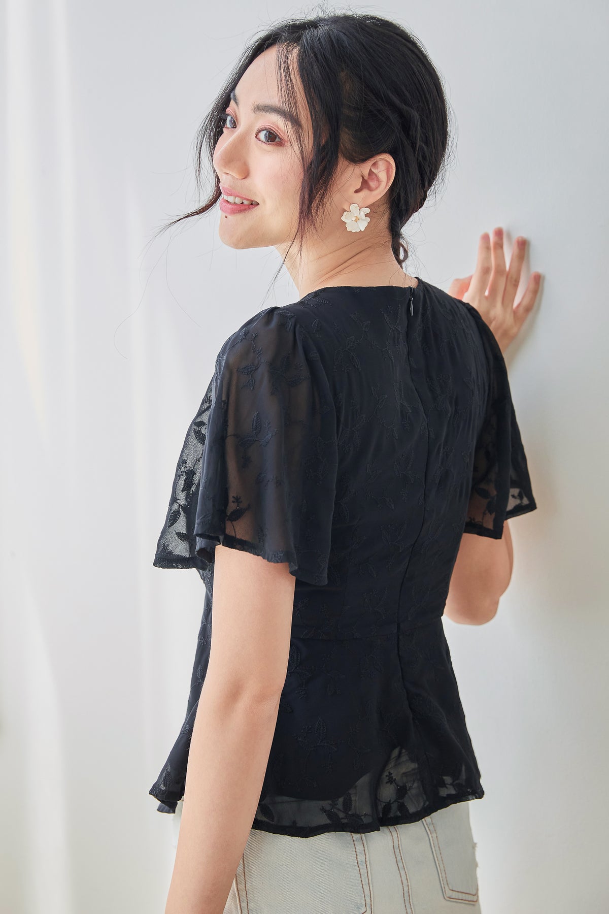 Love Letter Flutter Top in Black