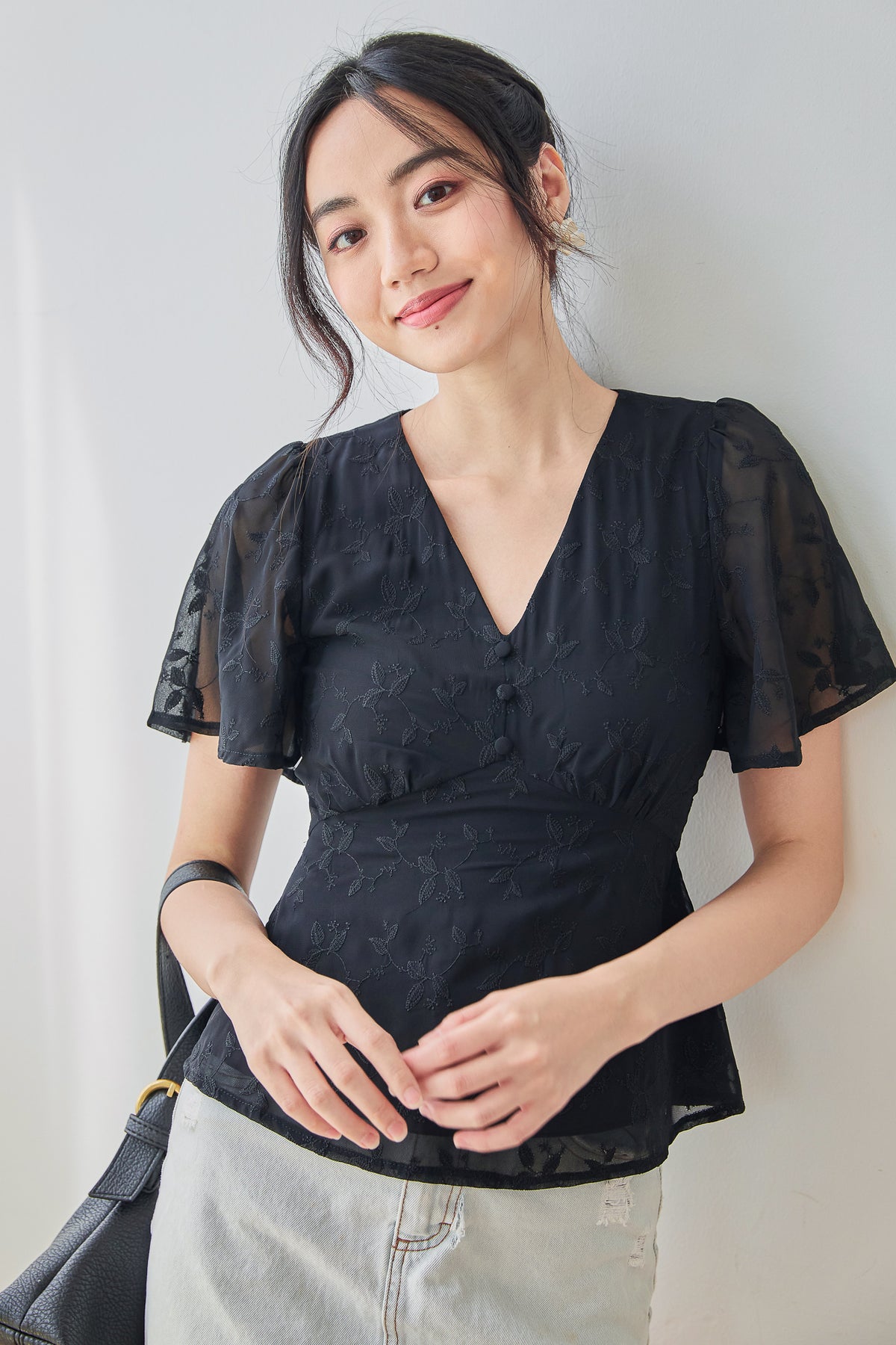 Love Letter Flutter Top in Black